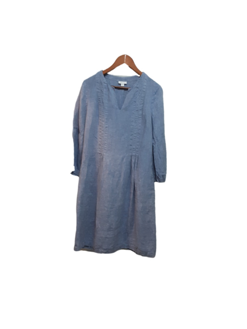 J.Jill Love Linen Blue 100% Linen Midi Dress Medium Tall Long Sleeve Coastal